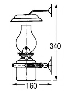 Côtes lampe à pétrole de cloison sur cardan