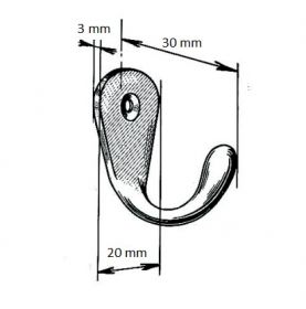Petit crochet simple en laiton, 1 vis de fixation