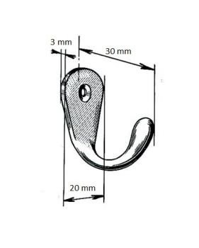 Petit crochet simple en laiton, 1 vis de fixation