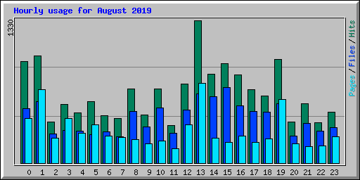 Hourly usage for August 2019