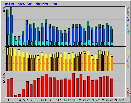 Daily usage for February 2019