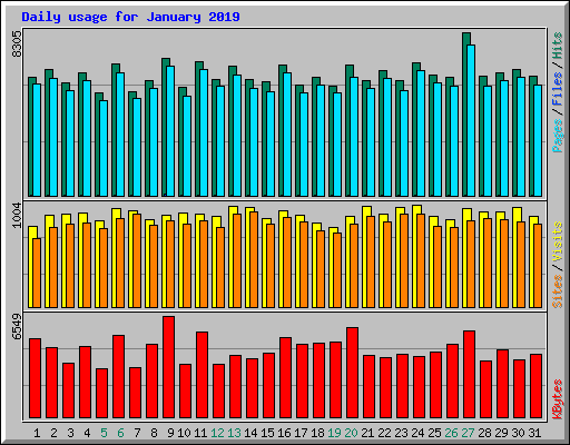 Daily usage for January 2019