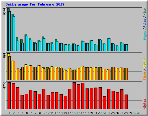 Daily usage for February 2019