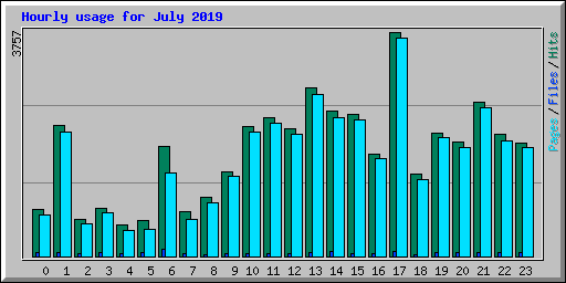 Hourly usage for July 2019