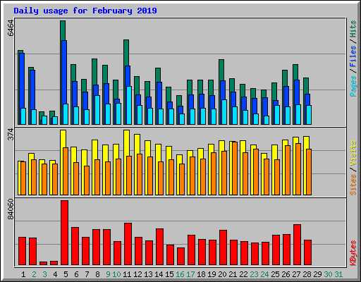 Daily usage for February 2019